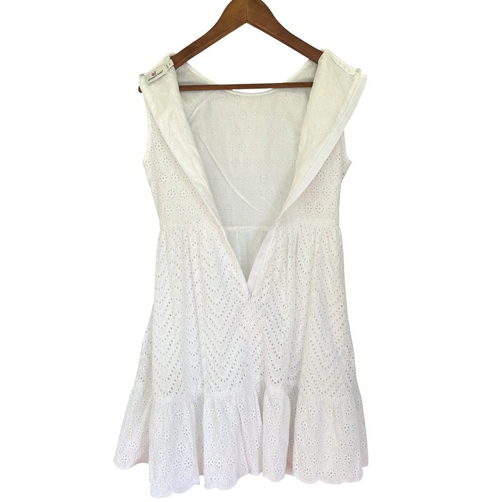 Vineyard Vines Eyelet Sleeveless Tiered White CottonDress Size 2 - Picture 6 of 7